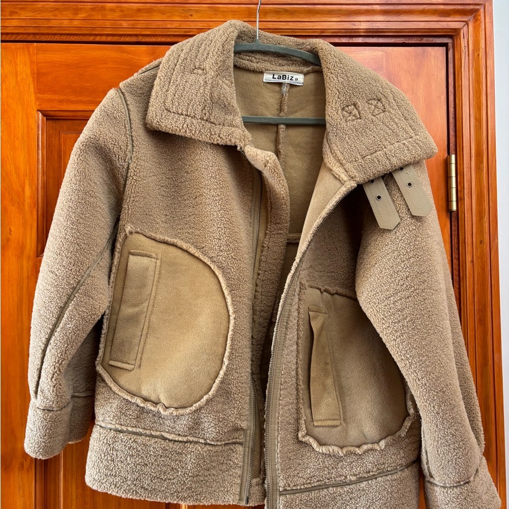Anthropologie La Biz Tan Sherpa Jacket